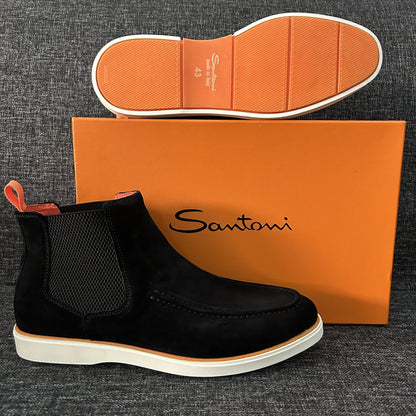 Mocassins Montants en Daim SANTONI – Série A (Noir)